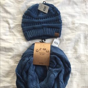 C.C Winter hat beanie and infinity scarf NWT